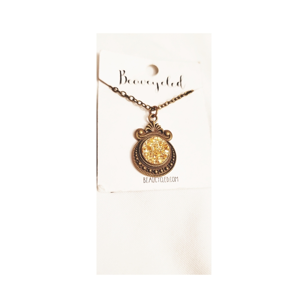 ❣BUY ME❣ Gold Bronze Druzy NECKLACE